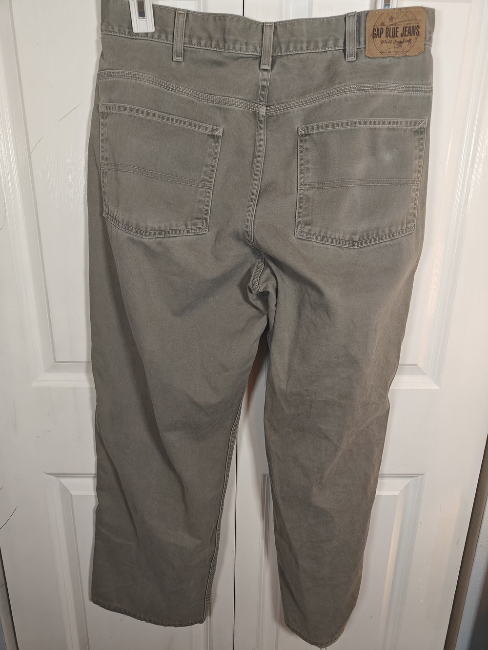 Vintage Y2K Gap Blue Jeans Mens 33x30 Army Olive Green Relaxed Straight Wide Leg